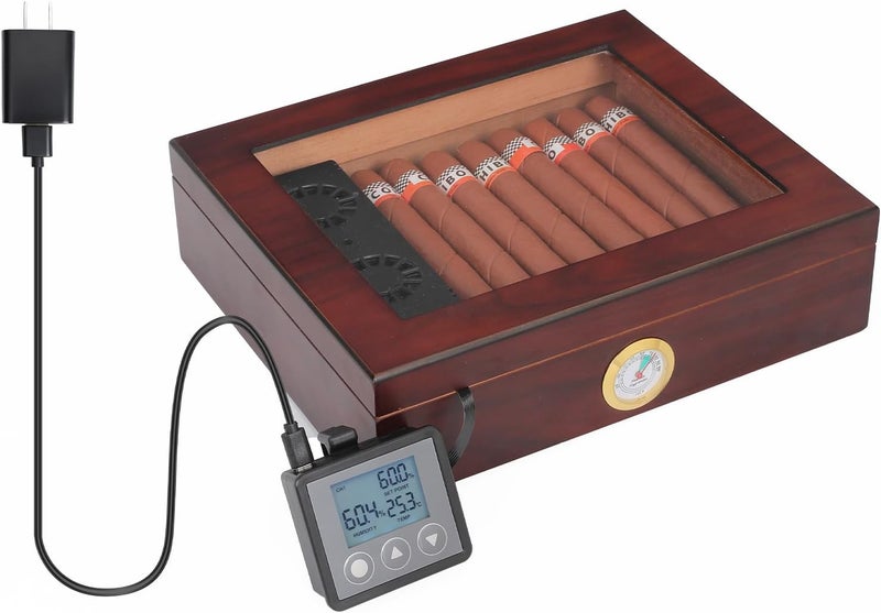ronfnea Electric Cigar Humidifier for Cigar Humidor Box - Dual-Fan Sensor-Controlled + LCD Humidity & Temperature Display, Multi-Device Connection Supported, for 40-180 Cigars 1V1 - Image 2